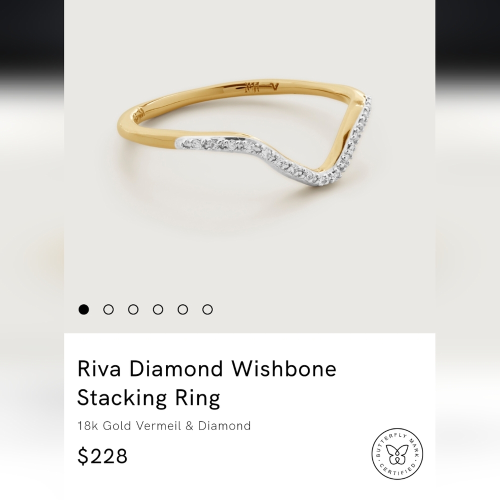 MONICA VINADER Riva Diamond Wave Stacking Ring - Picture 4 of 4